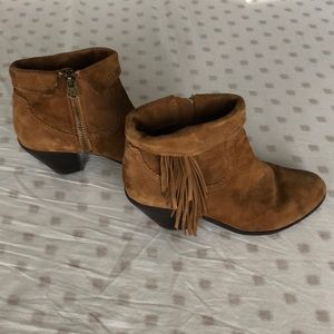 Sam Edelman Louie Brown Suede Fringe Booties 8.5